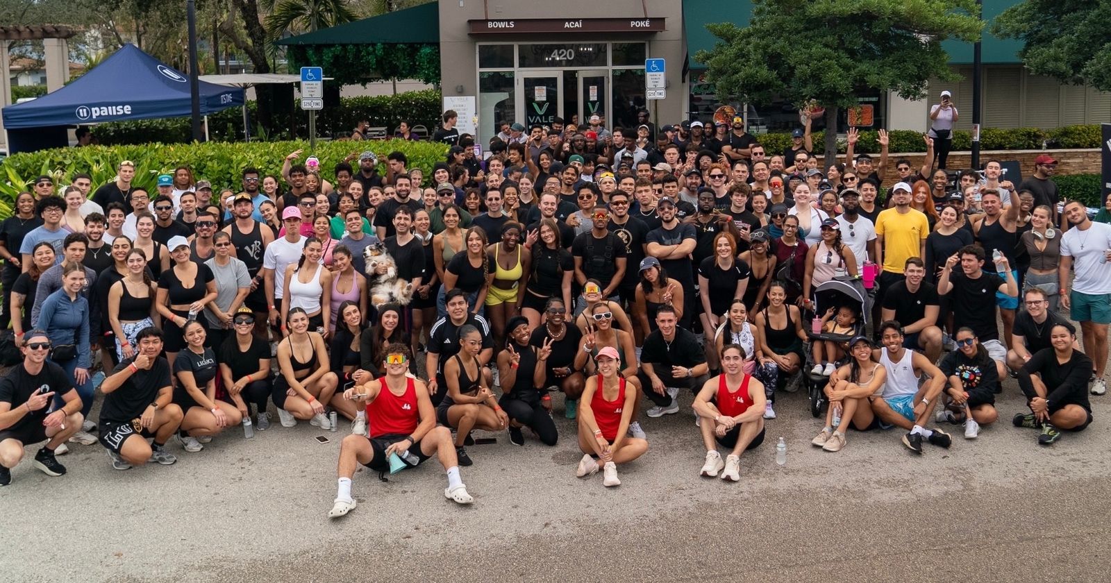 Nameless Run Club community gathering in Fort Lauderdale - over 100 runners of all backgrounds smiling together